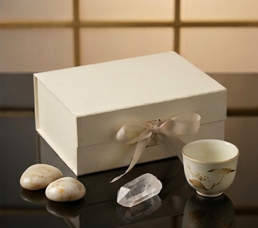 Classic Ivory Box - luxury rigid presentation box with ribbon