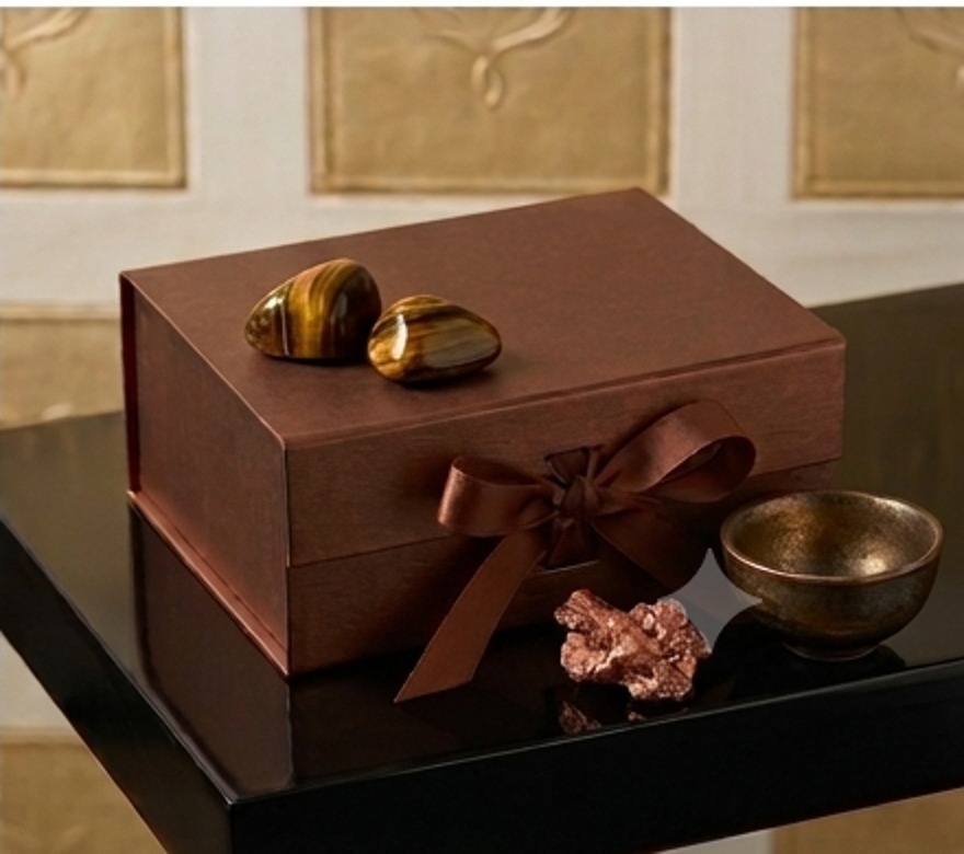 Sienna Copper Box - luxury rigid presentation box with ribbon